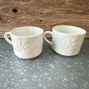 2pc Tabletops Unlimited Mugs Fruit De Blanc Nature Collection Tea Coffee White